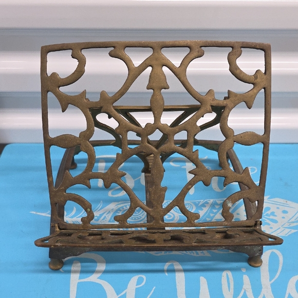 Other - Vintage Solid Brass Nouveau Style Adjustable Folding Book/Easel